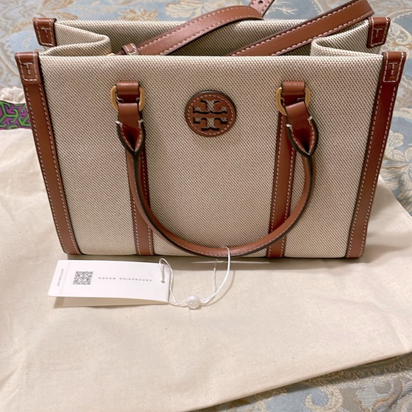 Tory Burch Handbags - Tory Burch Blake Canvas Small Tote Brown